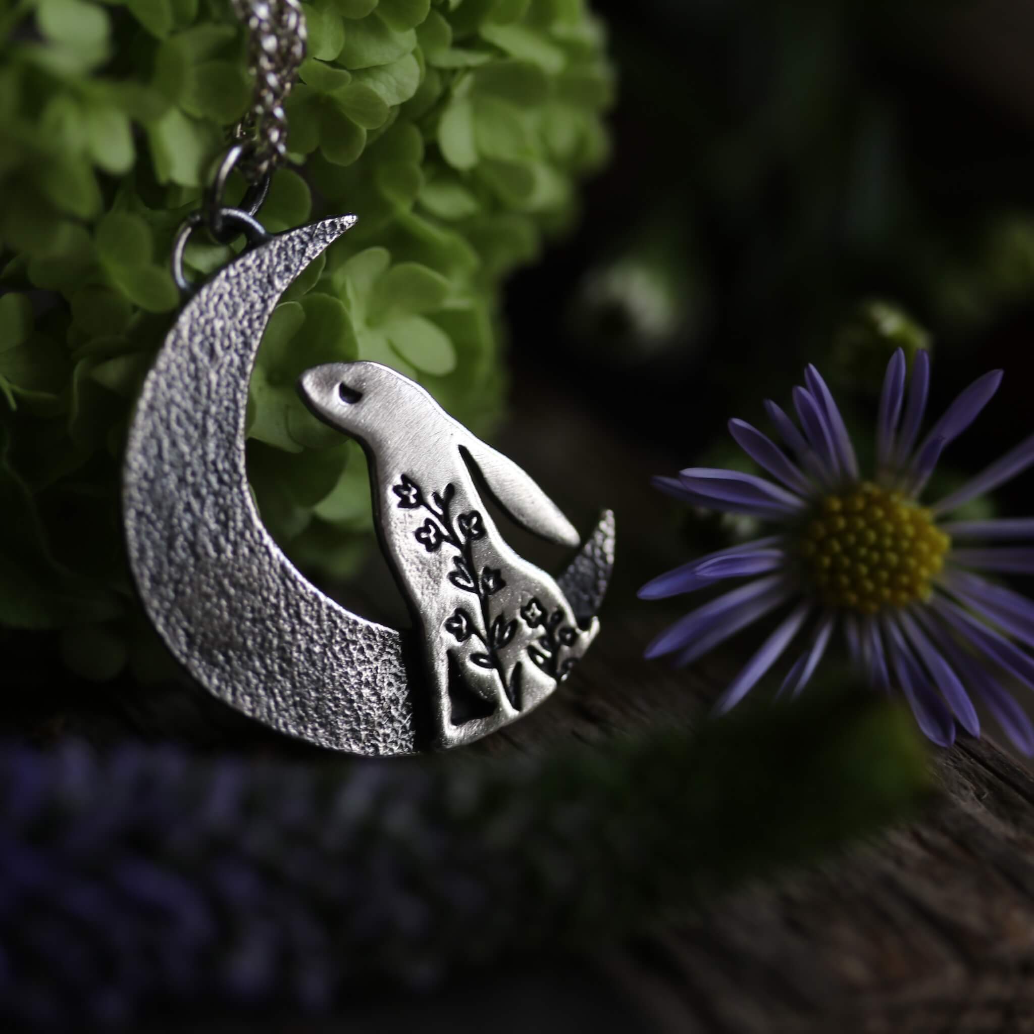 Moon gazing store hare pendant